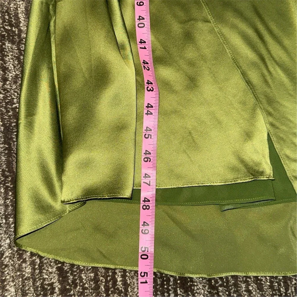 Cinq à Sept Jacey Silk Shirtdress Womens Size 6 Green Moss Tie-Waist Midi Luxe - Picture 14 of 15